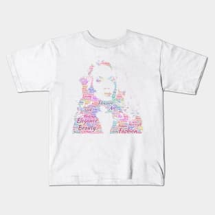 Portrait Girl Fashion Silhouette Shape Text Word Cloud Kids T-Shirt